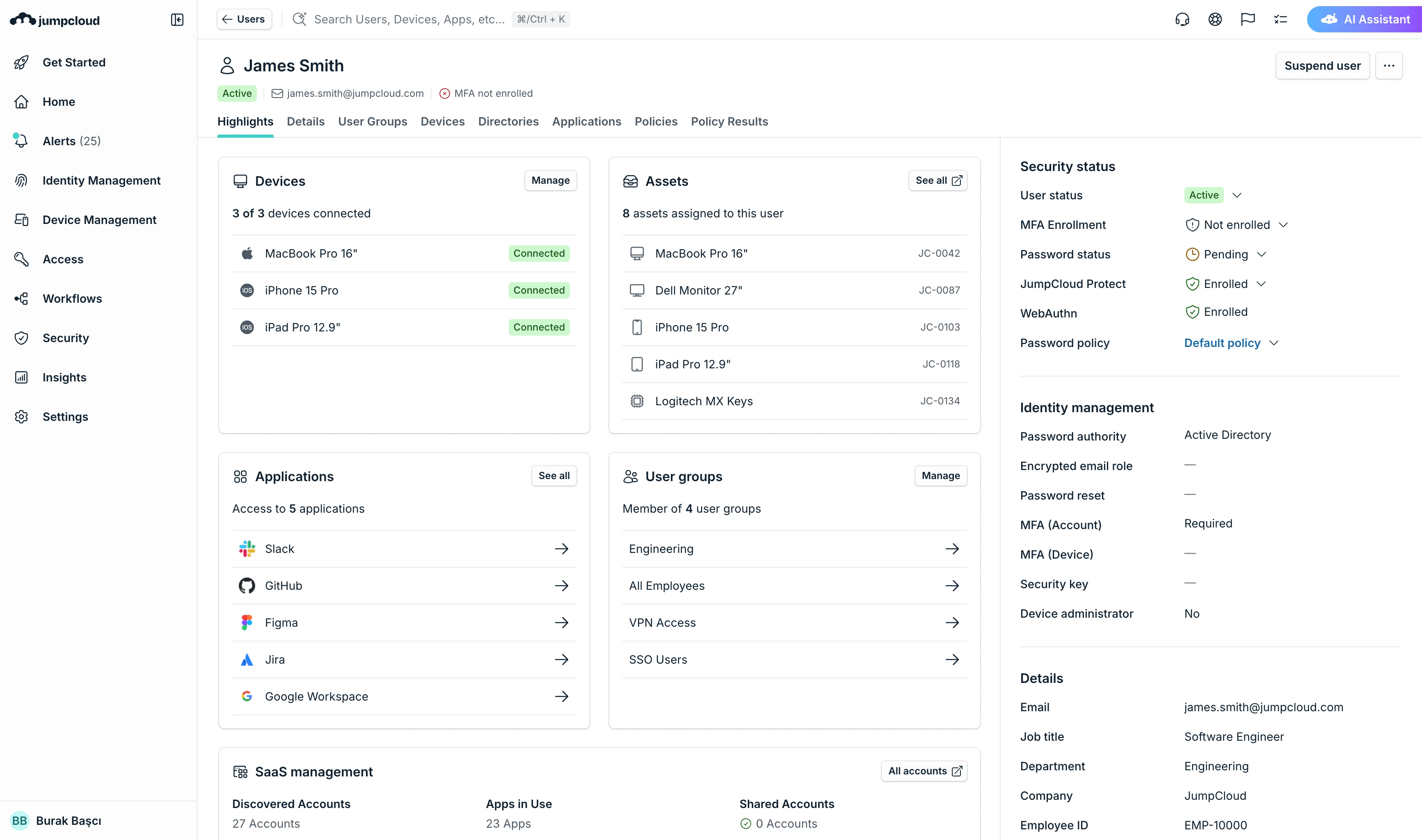 JumpCloud prototype, light theme