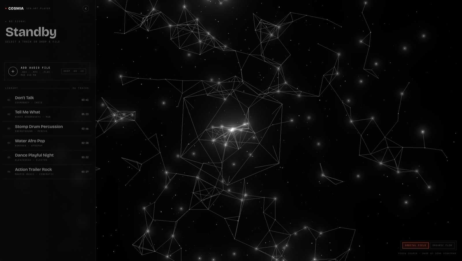 COSMIA — generative art music player built in the jam