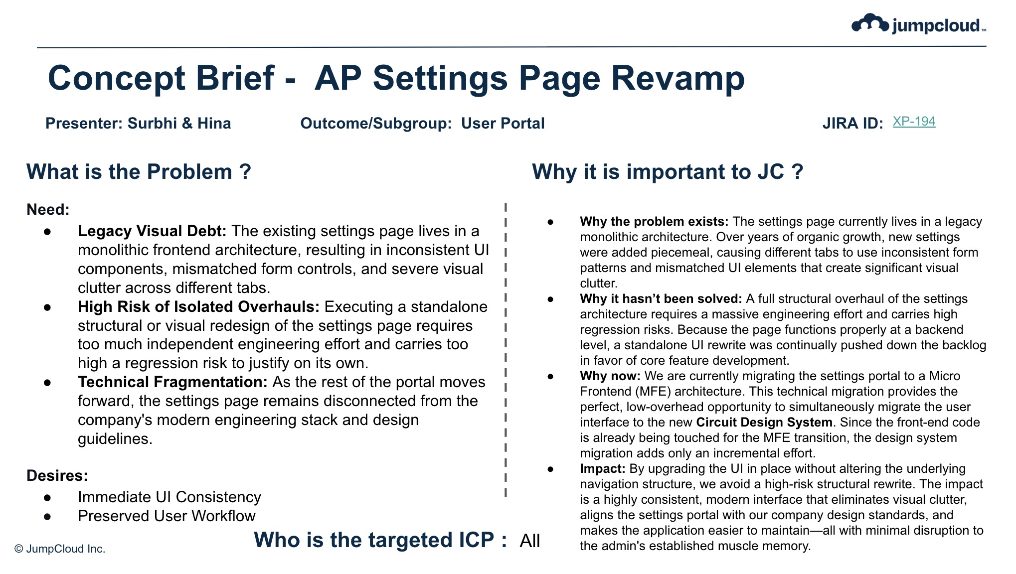Concept brief — AP Settings Page revamp